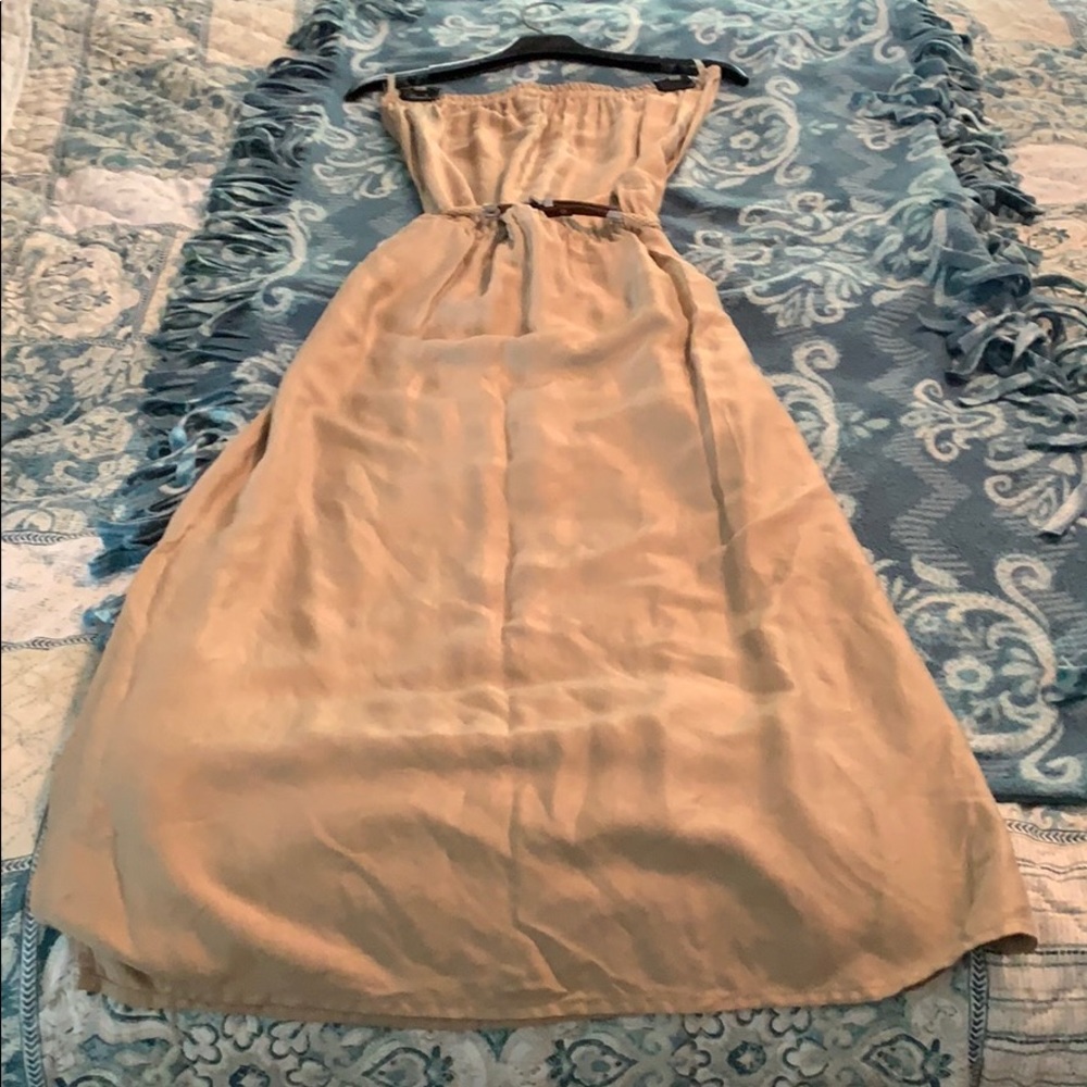 Michael Kors Gold Satin Strapless Dress